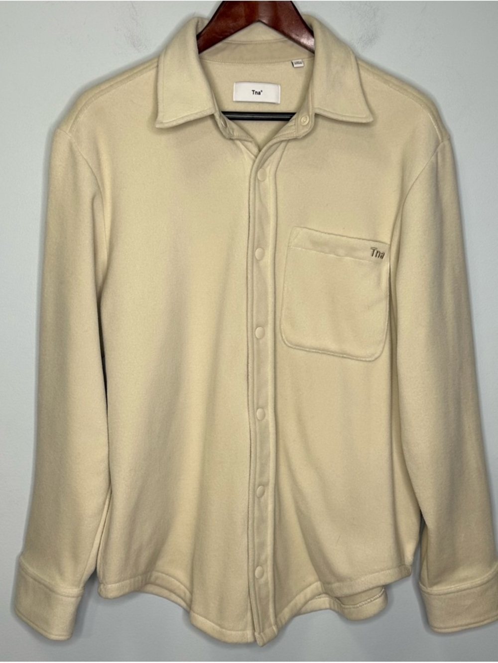 TNA Aritzia Women’s Ivory Polar Fleece Snap Front Shirt Jacket Shacket Size M